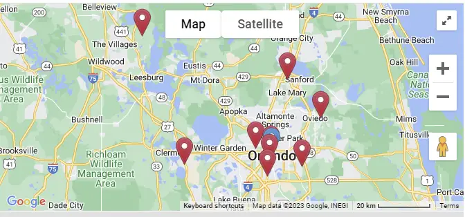 Map of Orlando FL Indoor Pickleball Courts