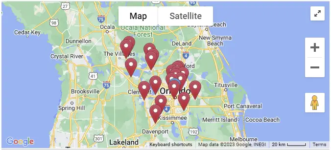 Map of Orlando Outdoor Pickleball Courts